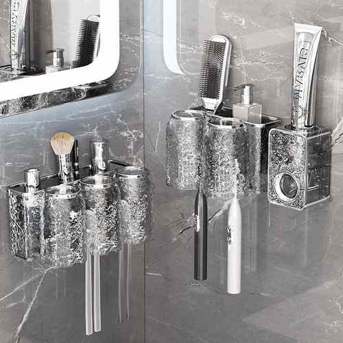 免打孔壁挂式牙刷置物架卫生间漱口杯刷牙电动牙刷杯架子牙具