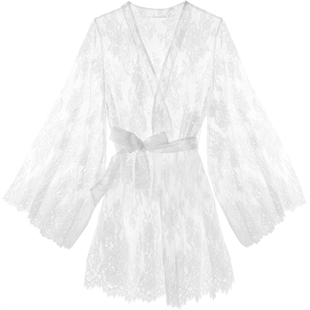 好奇蜜斯蕾丝睡袍女夏季2025新款睡衣舒适性感法式家居服薄款纯欲