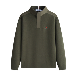 Navigare意大利小帆船老钱风羊毛针织衫男士秋季新品高弹套头毛衣