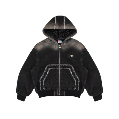 VandyThePink黑色毛边牛仔外套