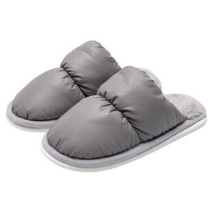 羽绒布拖鞋男士冬季男室内家居保暖防滑防水办公室棉拖鞋男款家用