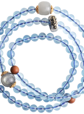 心斋堂海蓝宝本命佛手串