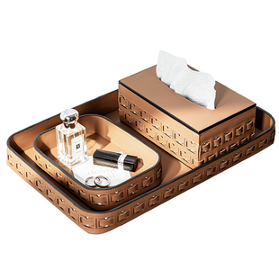 ideaco编织纸巾盒带盖收纳盒抽纸盒首饰托盘客厅茶几遥控器收纳盒