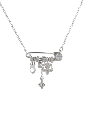 精致微镶闪钻鸢尾星星别针项链