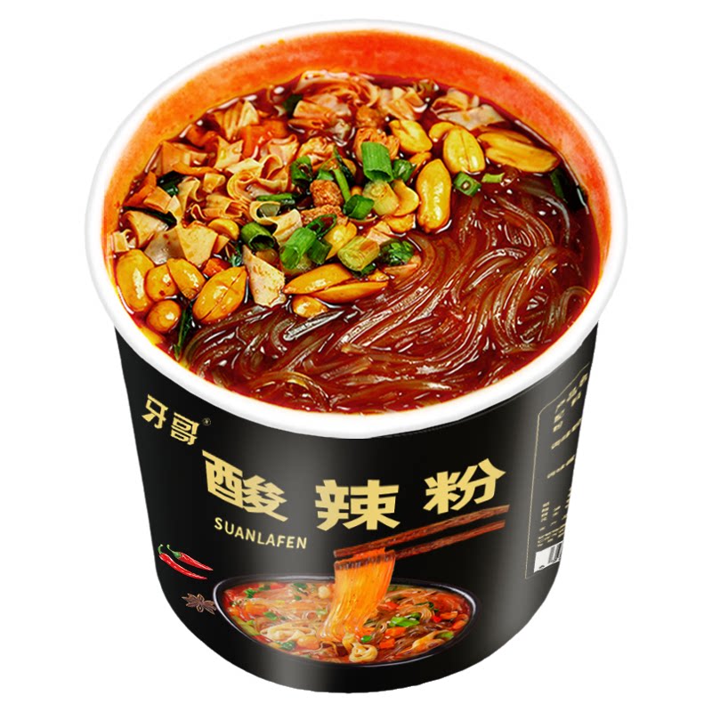 河南酸辣粉零食桶装宽粉红薯粉丝方便泡面速食夜宵宿舍解馋整箱装