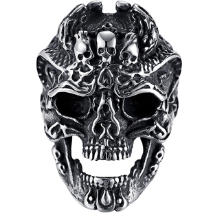 复古朋克骷髅戒指男潮嘻哈个性霸气潮男钛钢单身戒指男士潮人学生