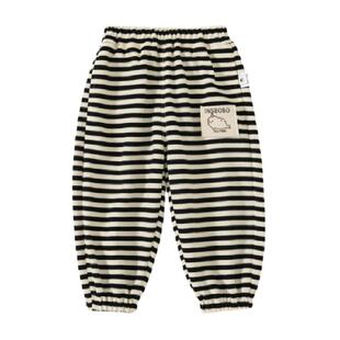 INSbobo女童裤子秋冬款男童加绒裤子童装儿童棉裤女宝冬装条纹厚