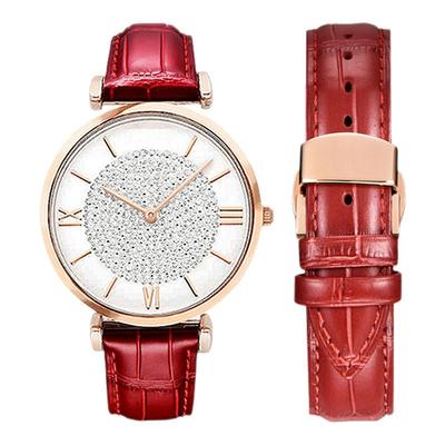 阿玛尼真皮表带红色蝴蝶扣男女
