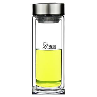 希诺旗舰款双层玻璃杯新款男士抗菌高档商务泡茶水杯茶杯子XN9302