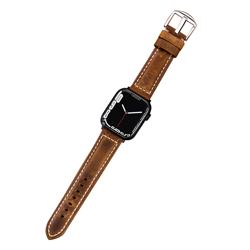 适用iwatch手表复古真皮表带