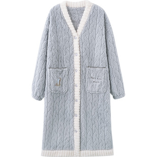 马克公主珊瑚绒睡袍女冬季加厚加绒可爱长款睡衣浴袍高级感家居服