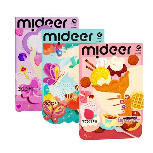 mideer弥鹿儿童指甲贴宝宝幼儿纹身贴女孩礼公主美甲贴纸无味玩具