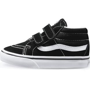 Vans范斯童鞋官方 SK8-Mid V黑色易穿魔术贴小童板鞋运动鞋
