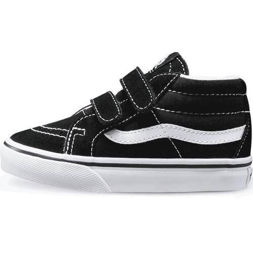 Vans范斯童鞋官方 SK8-Mid V黑色易穿魔术贴小童板鞋运动鞋