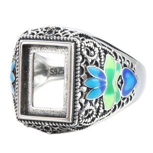 925银景泰蓝戒指空托掐丝珐琅戒托11*12*16 10*14*16 11*15 13*18