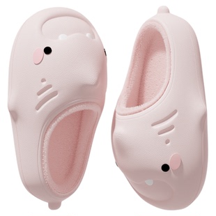 chikoku鲨鱼防水棉拖鞋女2025冬新款居家舒适厚底防滑情侣拖鞋男