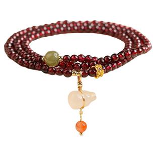 天然石榴石串珠叠戴手链女款2026新款多圈手串轻奢小众精致手饰品