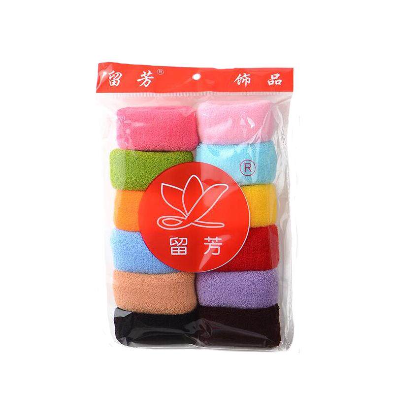 留芳皮筋加粗毛线针织发绳白色发圈无接缝不伤发马尾耐用头绳皮套