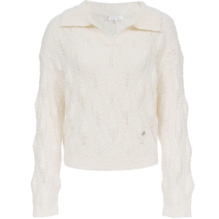 ONLY2026春季新款老钱风polo立体绞花镂空落肩慵懒毛衣针织衫女