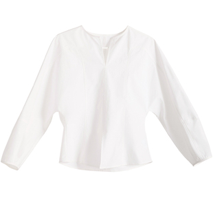 CR衬衫衬衣上衣收腰显瘦简约设计款白色春秋装新款气质法式女装