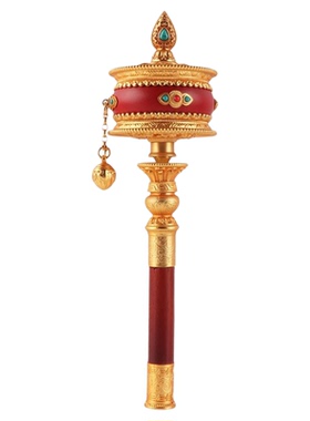 天珠藏式手摇转动轮铜镀金装饰