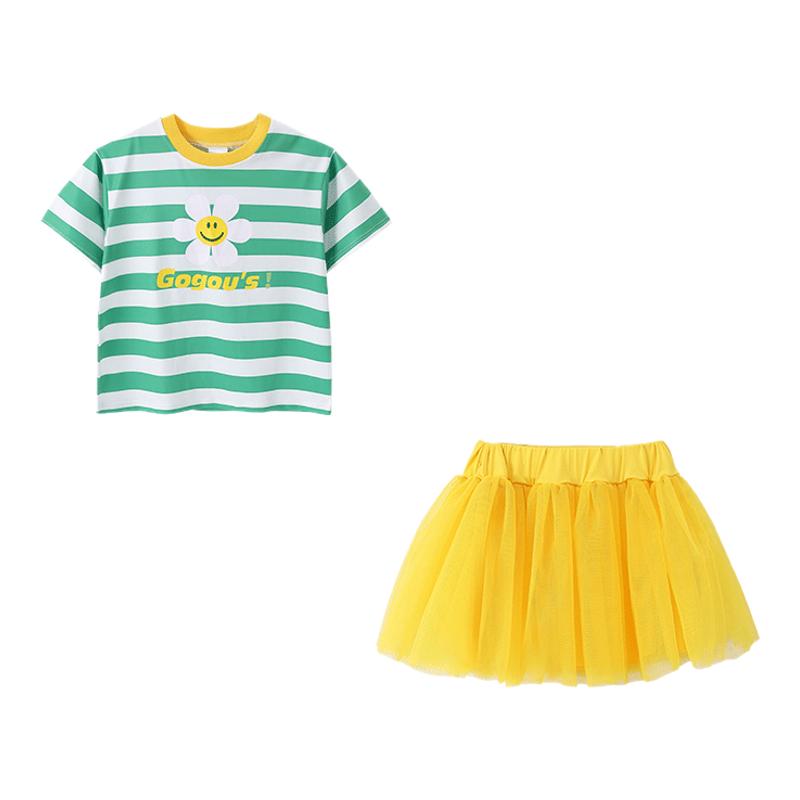幼儿园园服夏季小清新六一儿童表演服男女小学生背带裤套装姐弟装