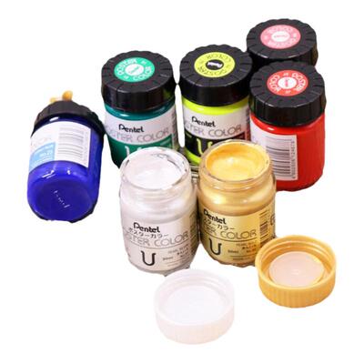 日本Pentel派通金粉银粉水粉颜料国画水彩画点缀金色颜料抄经闪光金广告学生绘画专用广告水粉白色WPU2旗舰店