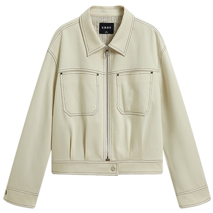 KBNE高级感复古翻领短款外套女2026春季新款时尚宽松上衣长袖夹克