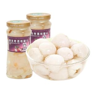 奥灵奇糖水荔枝罐头250g新鲜水果玻璃瓶装休闲即食罐头网红小吃