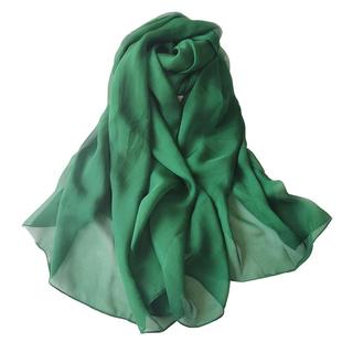 墨绿色真丝丝巾女百搭长款100%桑蚕丝围巾纱巾护颈系脖纱巾大披肩