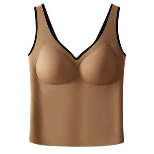 青子菁茶语衣茶多酚润养拼色带胸垫吊带背心保暖秋衣