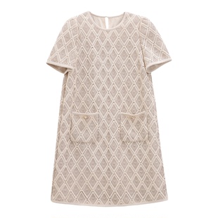 芭依璐2026春装新款时尚连衣裙显瘦洋气显瘦口袋设计短袖长裙子女