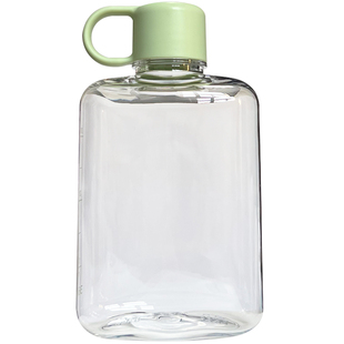 扁壶水杯500ml夏季女生高颜值便携学生外出隐藏式tritan塑料杯子