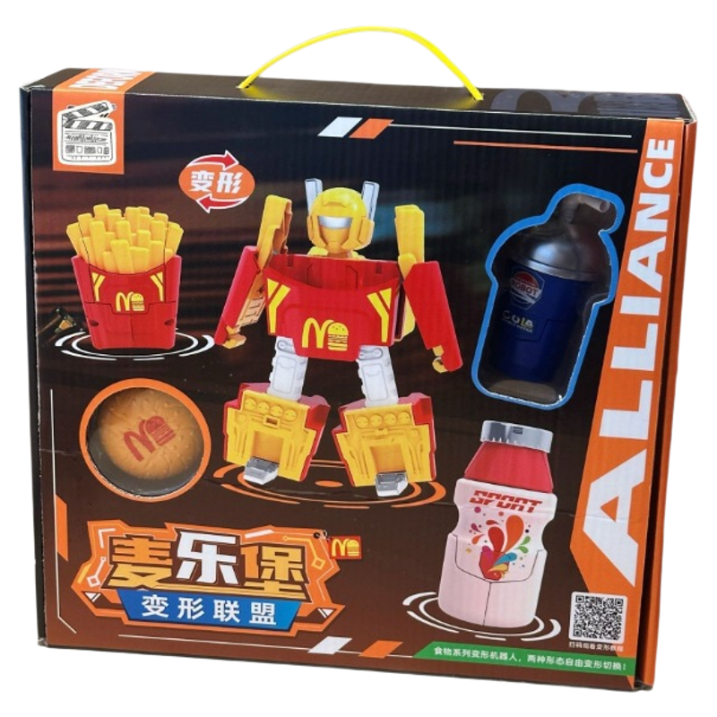 新品儿童变形机器人麦乐堡双形态变形玩具仿真汉堡薯条可乐