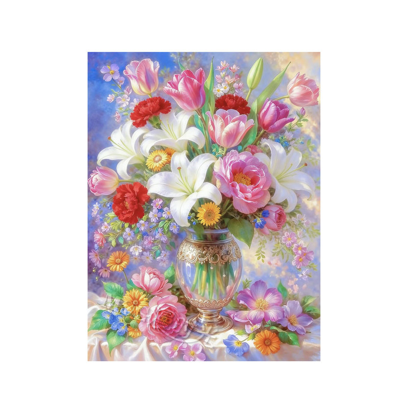 琉璃花梦5D钻石贴钻画十字绣餐厅花卉高难度百合花年轻人手工刺绣