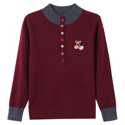 恒源祥半高领羊毛加厚毛衣女秋冬