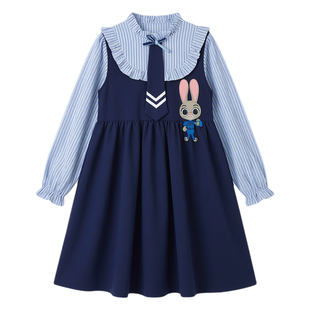 迪士尼女童连衣裙儿童春秋装新款裙子大童朱迪警官洋气公主裙长袖