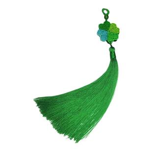 手工DIY编织四叶幸运草挂件自编材料包成品流苏挂件双面绿色立体