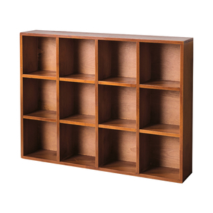 复古实木桌面置物架十二宫格墙面壁挂式收纳盒手办盲盒展示柜茶具