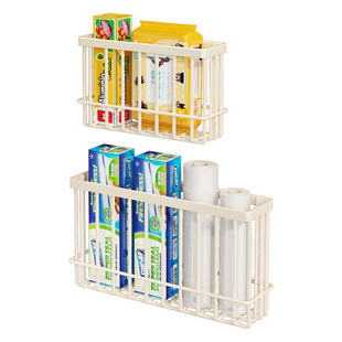 厨房柜门内侧置物架收纳盒挂壁式整理架子保鲜膜袋挂篮神器收纳架