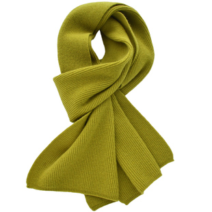 2024新款绿色黄色羊绒围巾女秋冬季毛线针织加厚保暖羊毛围巾短款