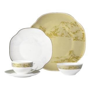 新款中式骨瓷酒店摆台套装餐具金边包厢六件套碗盘碟商务接待专用