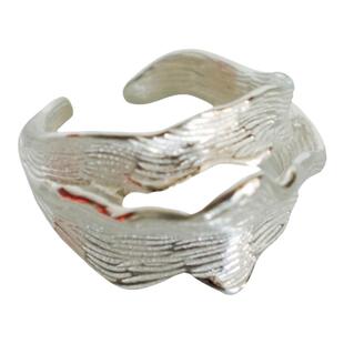 Sasia海浪戒指925纯银镀金褶皱波浪欧美纹理小众不规则设计新款女