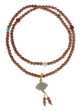 印度迈索尔老山檀香4mm手串多圈和田玉多宝老山檀黑肉佛珠手链女