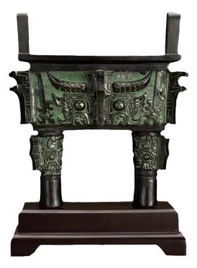 兽面纹方鼎纯铜鼎摆件