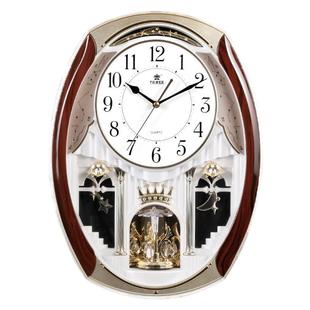 霸王欧式钟表静音挂钟大气家用客厅时钟音乐整点报时石英钟装饰表