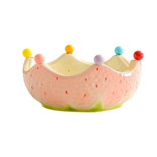 新款创意草莓造型碗带叉子个人专用水果奶昔碗家用茶几甜品零食盘