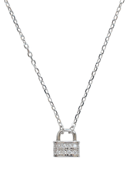 无怯纯银精致镶钻心细小吊坠项链