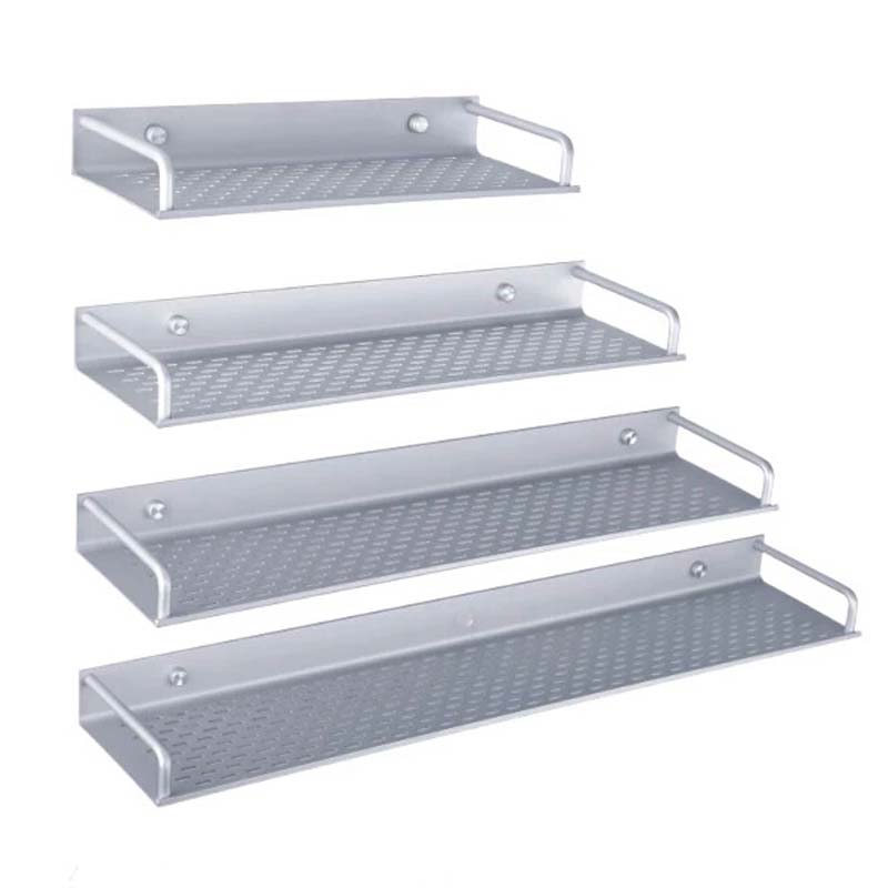 太空铝厨房置物架壁挂单层调味料收纳架免打孔浴室卫生间置物架