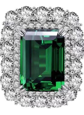 进口D色莫桑石祖母绿戒指